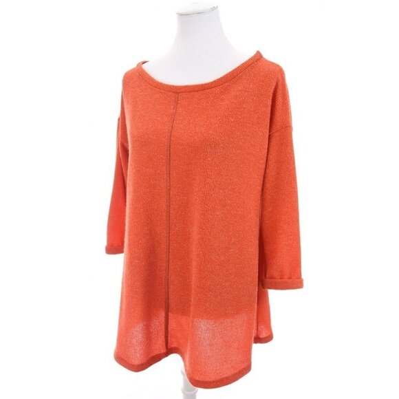 Easel Anthropologie Oversized Swing Knit Sweater Tunic Top Babydoll Orange Sz S - Picture 5 of 9